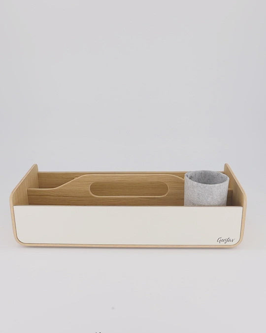 Gustav Lounger - Mobile Desk Organizer White and Wood