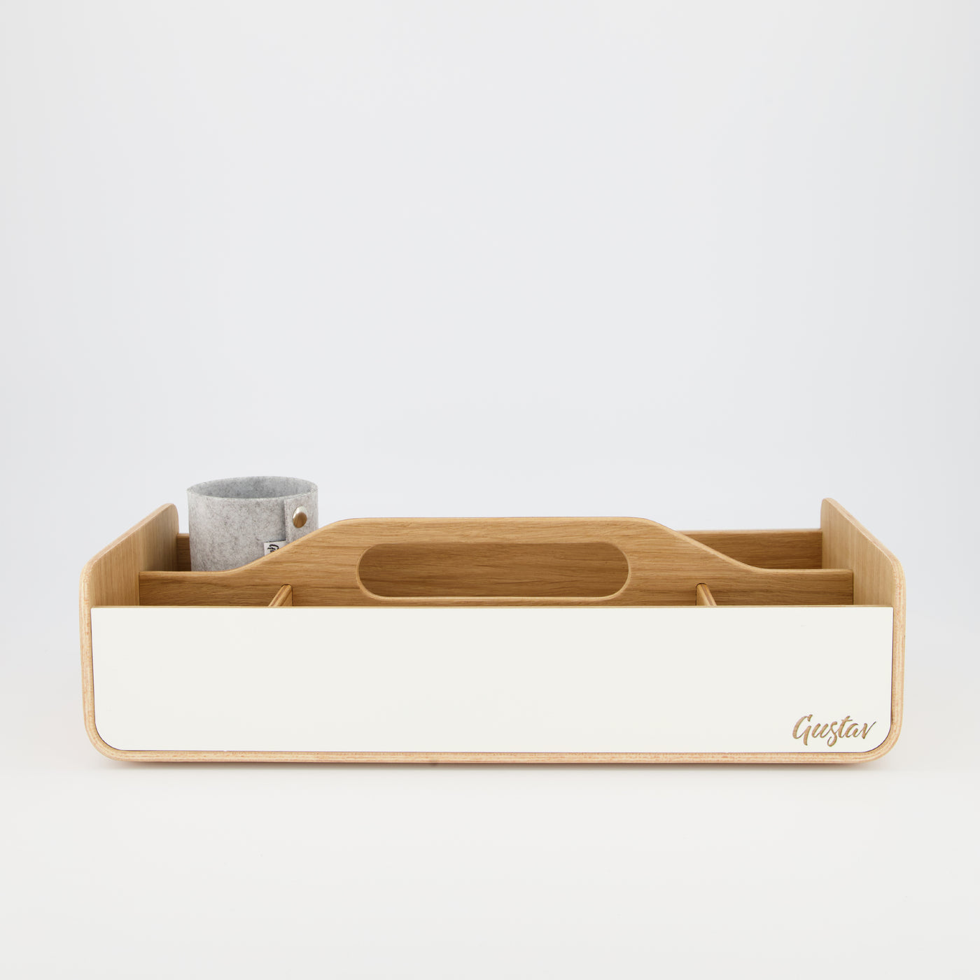 Gustav Lounger - Mobile Desk Organizer White and Wood