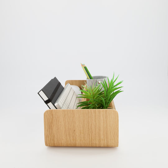 Gustav Lounger - Mobile Desk Organizer White and Wood
