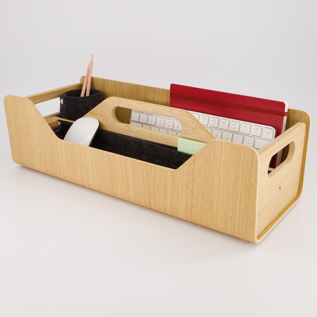 Gustav Dot XL - Organisateur de bureau et rangement de bureau en bois de chêne