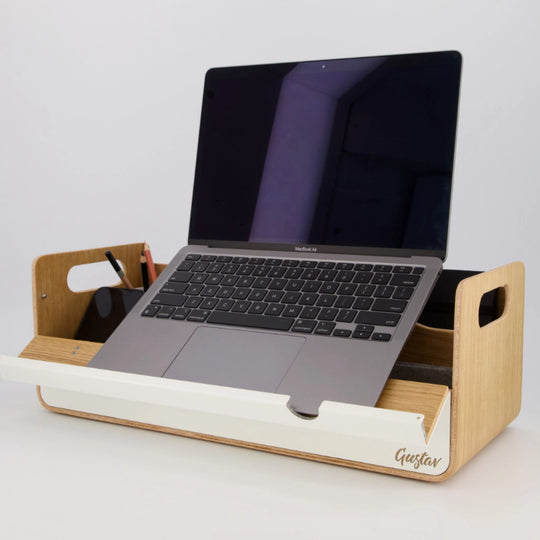 Gustav Original XL Desk Organizer & Laptop Stand Eg/Hvid