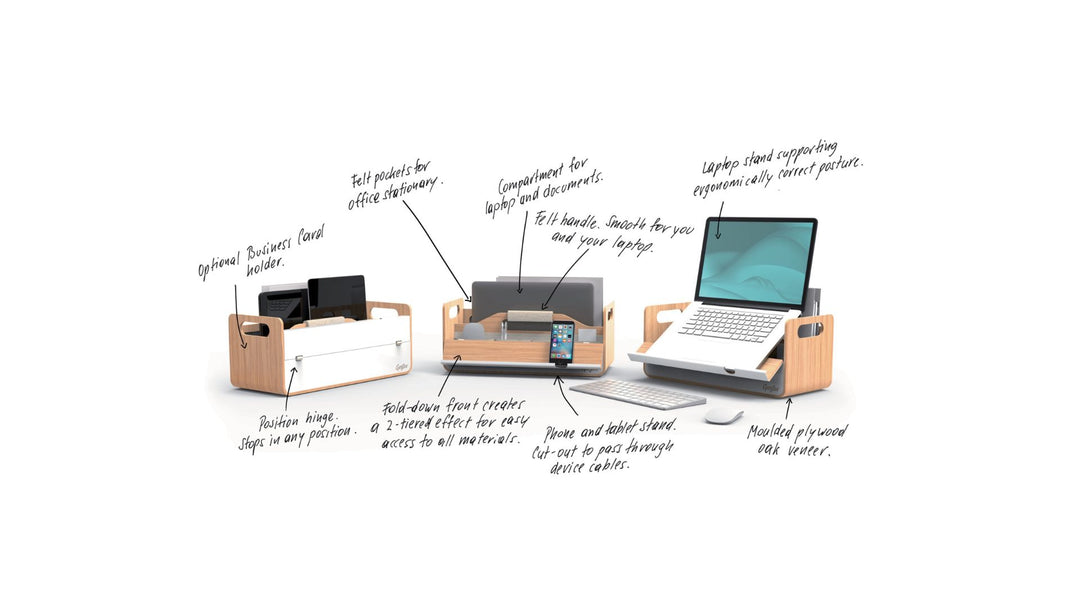 Gustav Original Bureau-organizer & Laptopstandaard Eiken/Wit