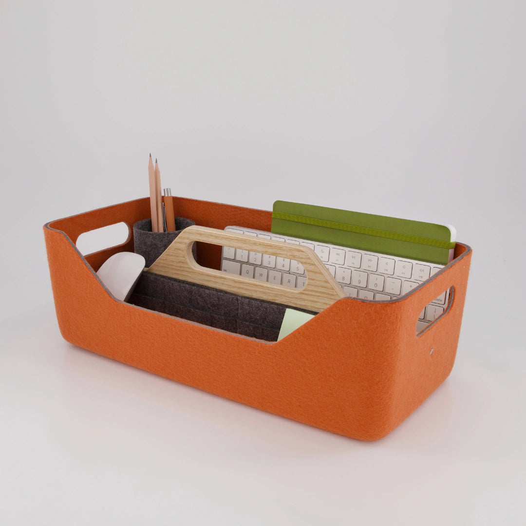 Loop desk caddy – flat lay with desk accessories