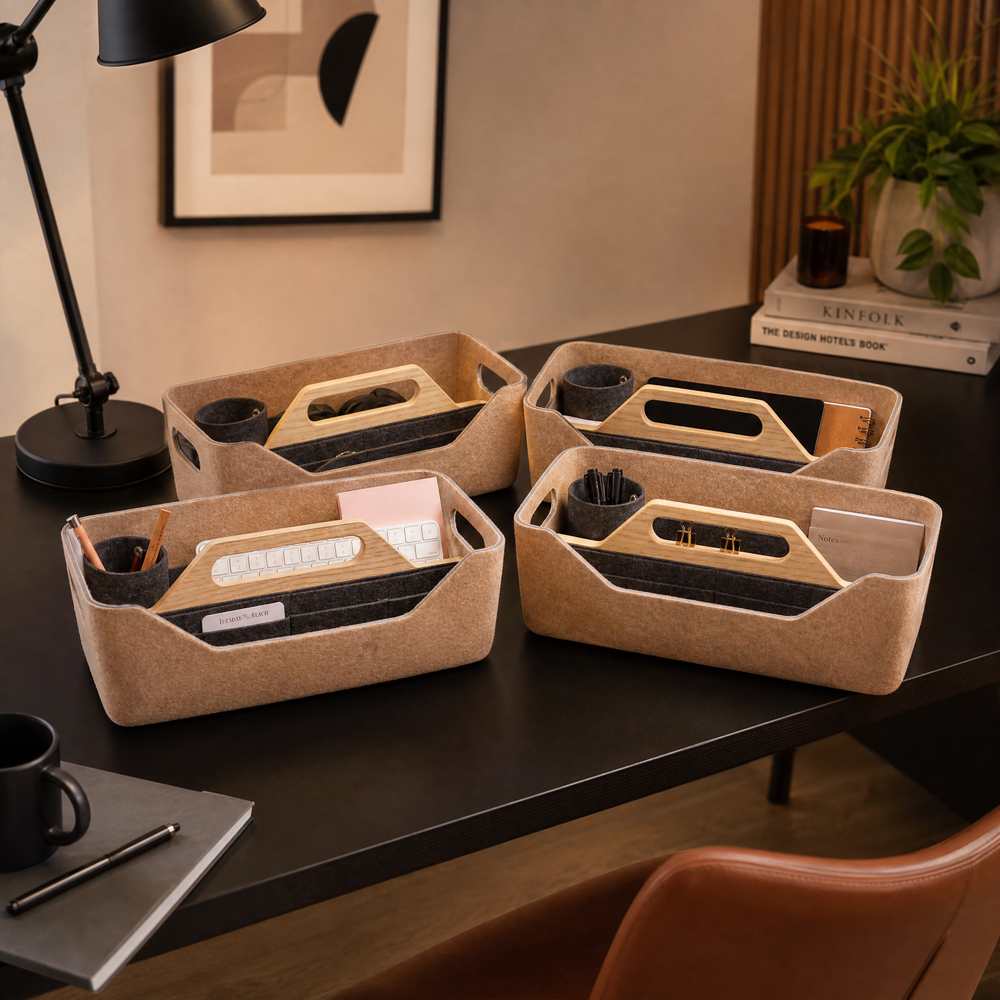 Loop XL Desk Caddy Organizer - Packung mit 4 – Recyceltes PET-Filz