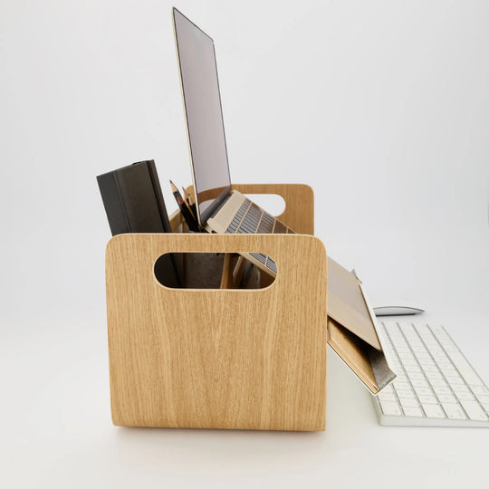 Gustav Original Desk Organizer & Laptop Stand Oak/White