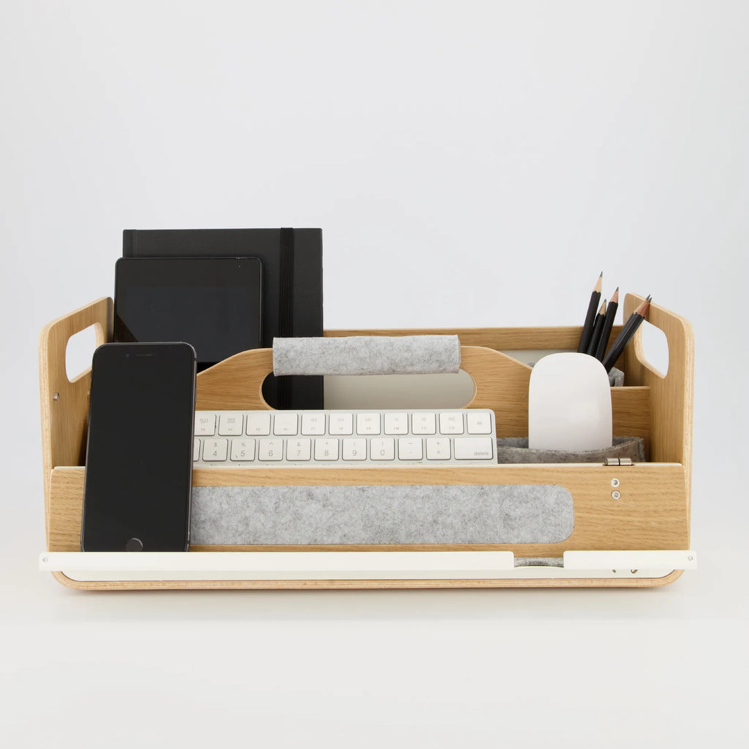 Gustav Original Desk Organizer & Laptop Stand Oak/White