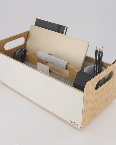 Gustav Studio - Mobile Schreibtisch Organizer - Weiss und Holz