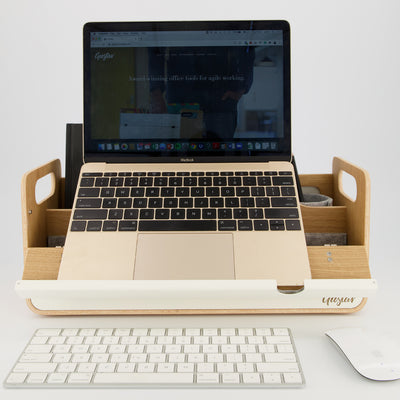 Gustav Original - Portable Desk Organizer and Laptop Stand Oak and White